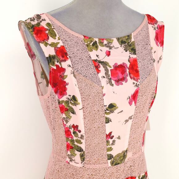 Tracy Reese Dress Womens 8 Pink Floral Maxi Back Zip Fit n Flare Crinoline New - Picture 11 of 16